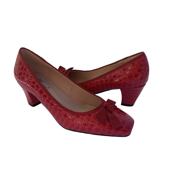 Bellini daniela classic block Pump Red Patent Leather Heel shoes SZ 6B retro - Picture 1 of 11